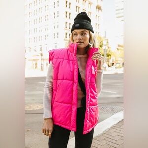 3/$30 Neon Pink Vintage Y2k Sleeveless Puffer Vest